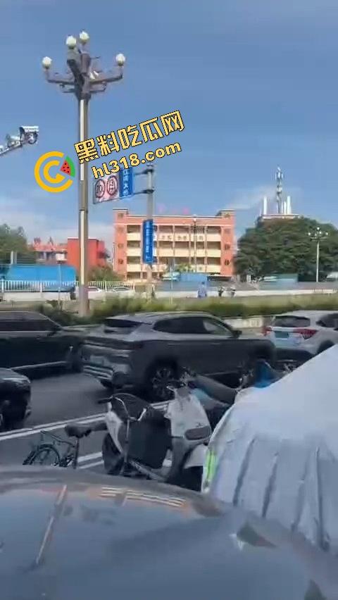 东莞中堂街头真人炸鸡秀,大哥背炸弹变身爆破鬼才堵路,手握军刺装狠,警方现场上演爆头大戏!-6