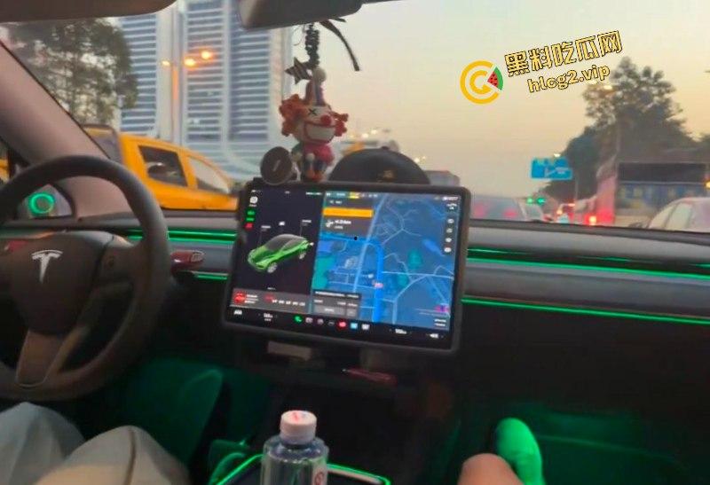 开车不误吃鸡巴!特斯拉女车主车内偷情网约一夜男!-3