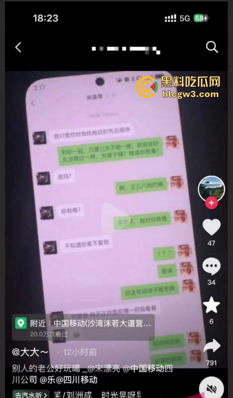 乐山移动高磊爆出轨丑闻！与女下属宋美琴偷情不堪入目，原配曝光不雅聊天和视频，全网炸锅！-1