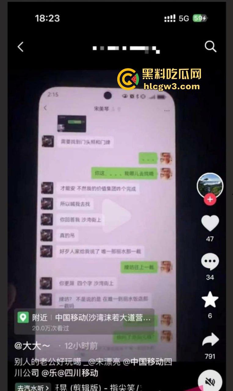 乐山移动高磊爆出轨丑闻！与女下属宋美琴偷情不堪入目，原配曝光不雅聊天和视频，全网炸锅！-4