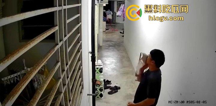 马来西亚槟岛华裔男清晨偷嗅邻居胸罩还自慰!猥亵全过程被监控拍下!-8
